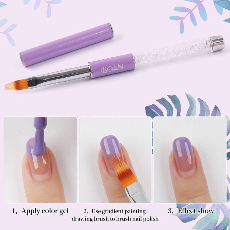 BQAN 1Pcs Nail Ombre Brush Nail Art Gradient Painting Brush With Rhinestone Handle For Nail Design, For Gel Nails - Image 2